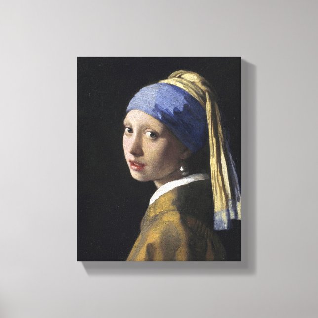 Johannes Vermeer - Flickan med en Pearl Earring Canvastryck (Framsida)