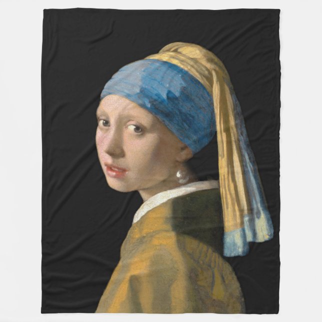 Johannes Vermeer - Flickan med en Pearl Earring Fleecefilt (Framsidan)