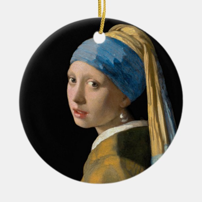 Johannes Vermeer - Flickan med en Pearl Earring Julgransprydnad Keramik (Framsidan)