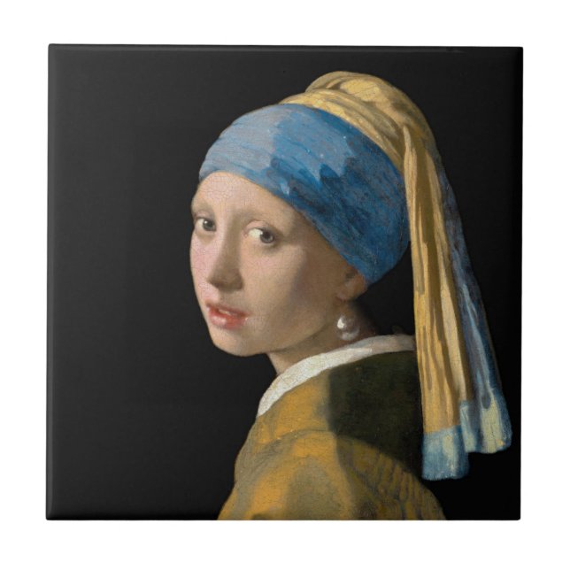 Johannes Vermeer - Flickan med en Pearl Earring Kakelplatta (Framsidan)