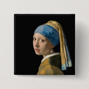 Johannes Vermeer - Flickan med en Pearl Earring Knapp