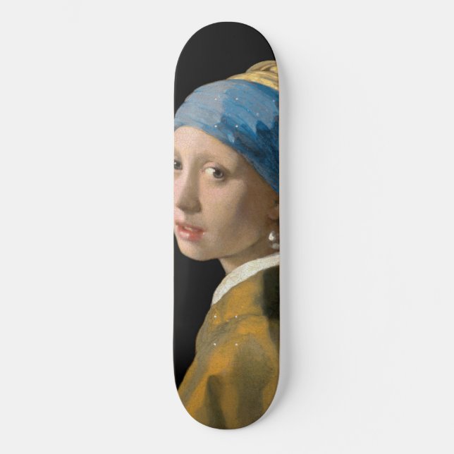Johannes Vermeer - Flickan med en Pearl Earring Mini Skateboard Bräda 18,5 Cm (Framsida)