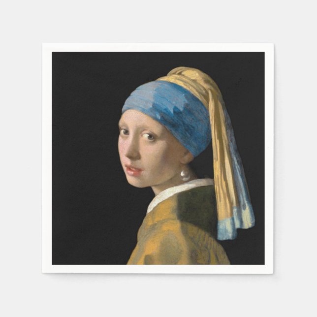 Johannes Vermeer - Flickan med en Pearl Earring Pappersservett (Framsidan)