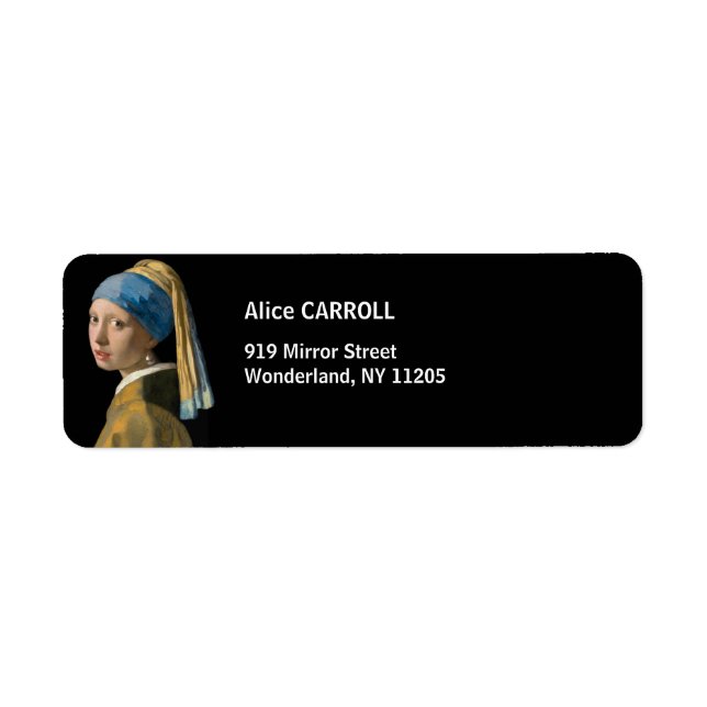 Johannes Vermeer - Flickan med en Pearl Earring Returadress Etikett (Framsidan)