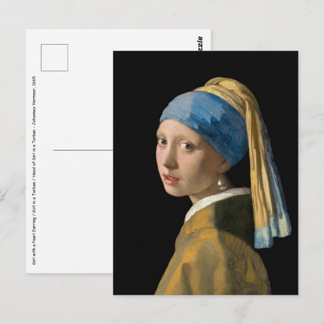 Johannes Vermeer - Flickan med pärlörhänget Vykort (Fram/baksida)