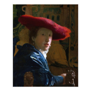 Johannes Vermeer - Flickan med Red Hat Fototryck