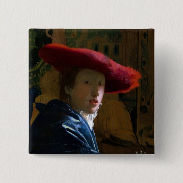 Johannes Vermeer - Flickan med Red Hat Knapp (Framsida)