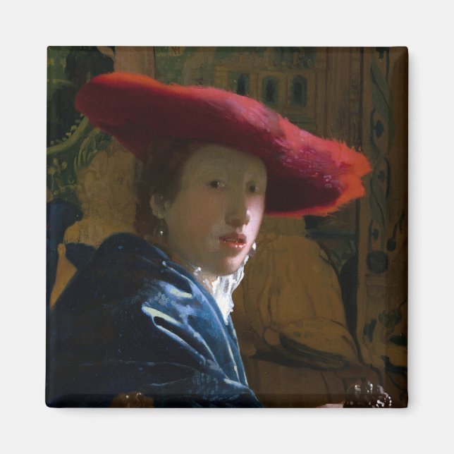 Johannes Vermeer - Flickan med Red Hat Magnet (Framsidan)