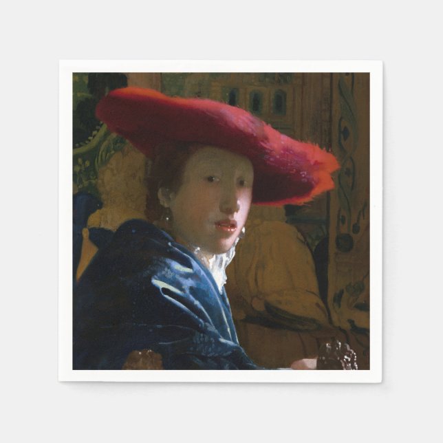 Johannes Vermeer - Flickan med Red Hat Pappersservett (Framsidan)
