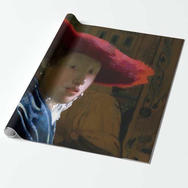 Johannes Vermeer - Flickan med Red Hat Presentpapper (Utrullad)