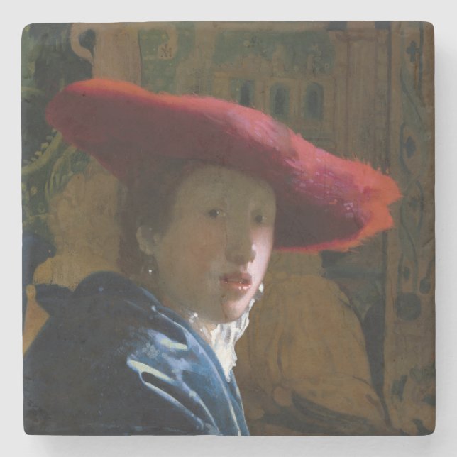 Johannes Vermeer - Flickan med Red Hat Stenunderlägg (Framsidan)