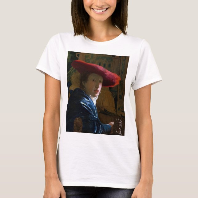 Johannes Vermeer - Flickan med Red Hat T Shirt (Framsida)