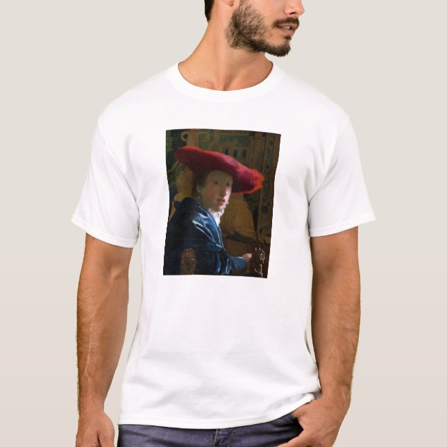 Johannes Vermeer - Flickan med Red Hat T Shirt (Framsida)