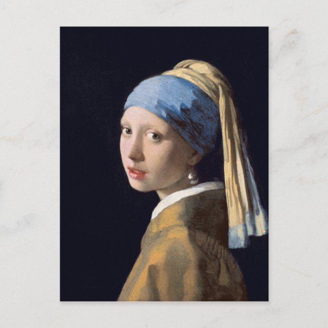 JOHANNES VERMEER - Flickor med pärlårring 1665 Vykort (Framsida)