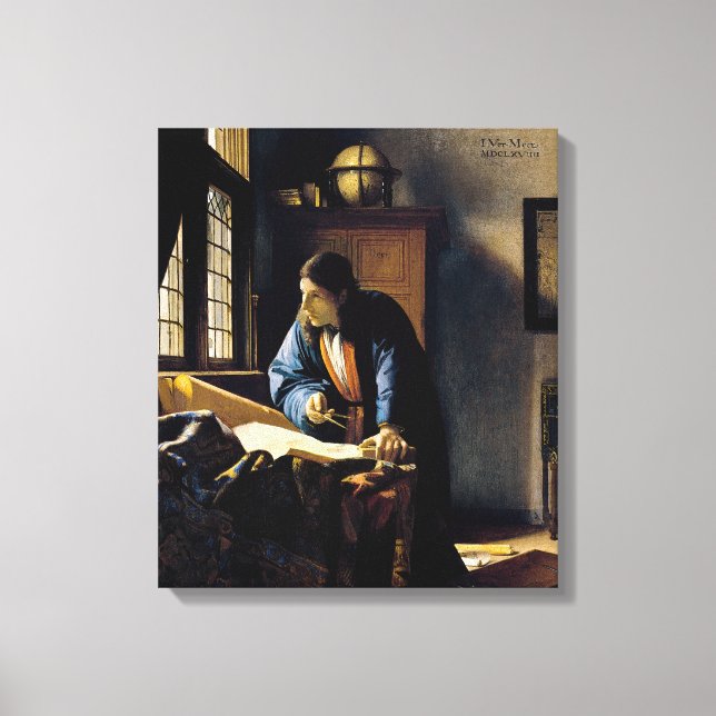 Johannes Vermeer - Geografen Canvastryck (Framsida)