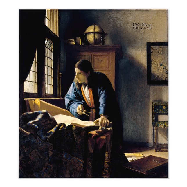 Johannes Vermeer - Geografen Fototryck (Framsidan)