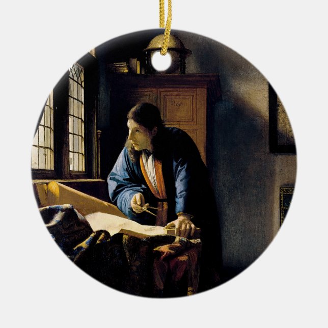 Johannes Vermeer - Geografen Julgransprydnad Keramik (Framsidan)