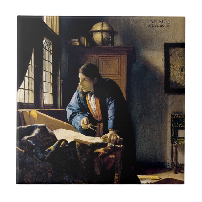 Johannes Vermeer - Geografen Kakelplatta (Framsidan)
