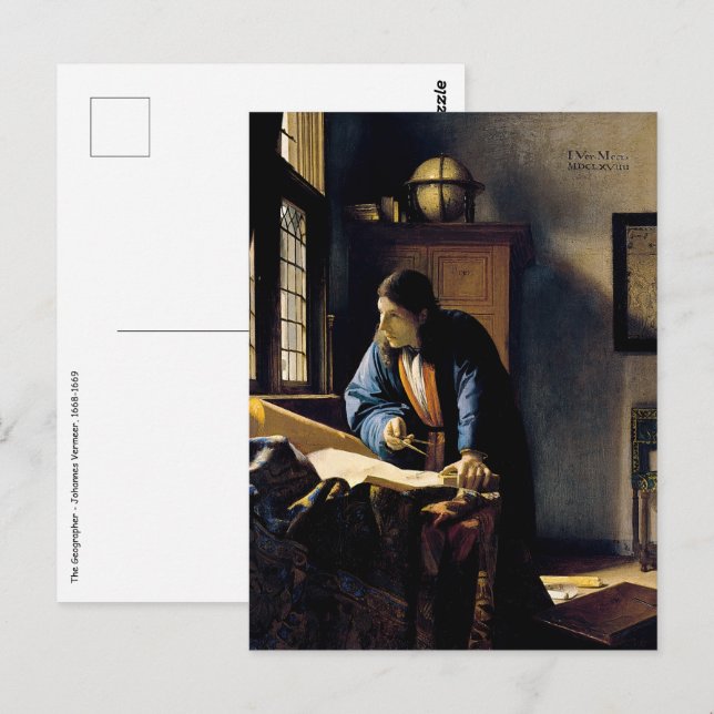 Johannes Vermeer - Geografen Vykort (Fram/baksida)