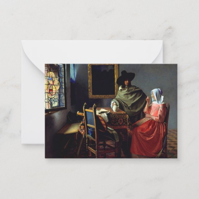 Johannes Vermeer - Glaset Vin Anteckningskort (Framsida)