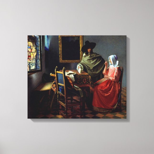 Johannes Vermeer - Glaset Vin Canvastryck (Framsida)