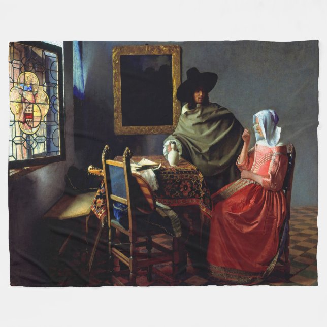 Johannes Vermeer - Glaset Vin Fleecefilt (Framsidan (Horisontell))