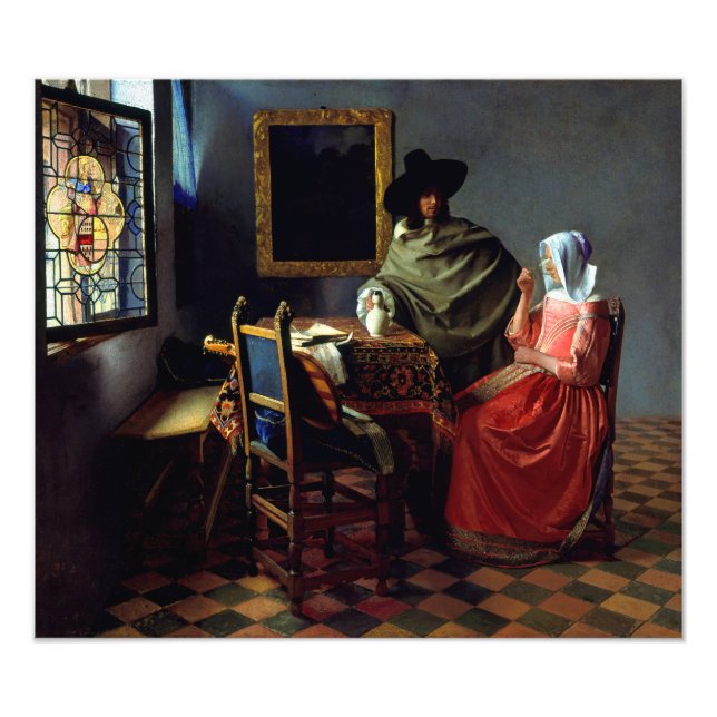 Johannes Vermeer - Glaset Vin Fototryck (Framsidan)