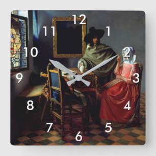 Johannes Vermeer - Glaset Vin Fyrkantig Klocka