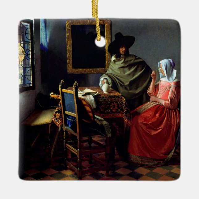 Johannes Vermeer - Glaset Vin Julgransprydnad Keramik (Framsida)
