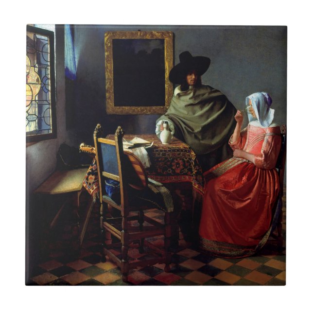 Johannes Vermeer - Glaset Vin Kakelplatta (Framsidan)