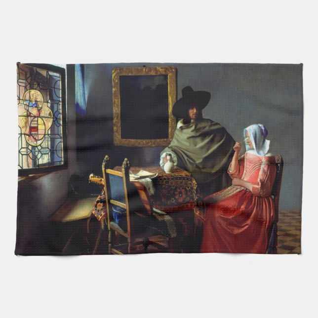 Johannes Vermeer - Glaset Vin Kökshandduk (Horisontell)
