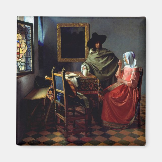 Johannes Vermeer - Glaset Vin Magnet (Framsidan)