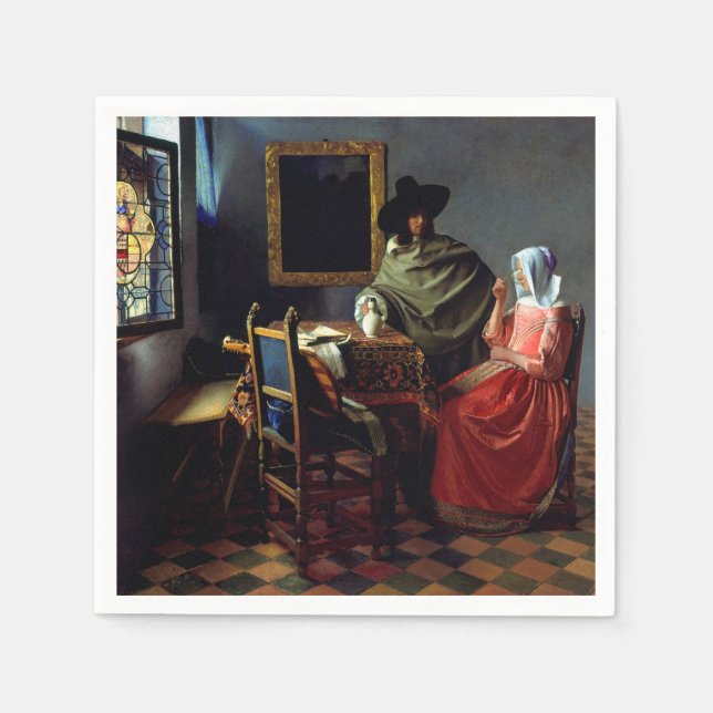 Johannes Vermeer - Glaset Vin Pappersservett (Framsidan)