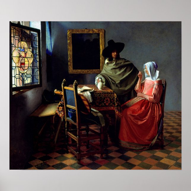 Johannes Vermeer - Glaset Vin Poster (Framsidan)