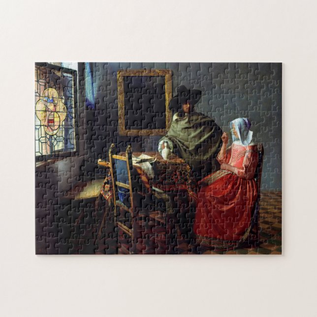 Johannes Vermeer - Glaset Vin Pussel (Horisontell)
