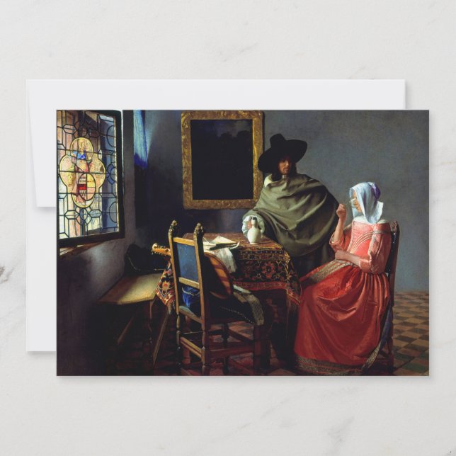Johannes Vermeer - Glaset Vin Tack Kort (Framsida)