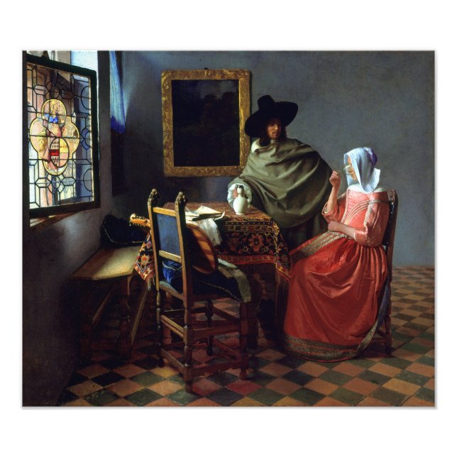 Johannes Vermeer Glass Vin Fototryck (Framsidan)
