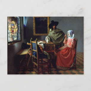 Johannes Vermeer Glass Vin Vykort