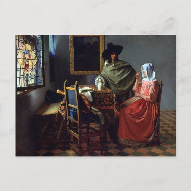 Johannes Vermeer Glass Vin Vykort (Framsida)