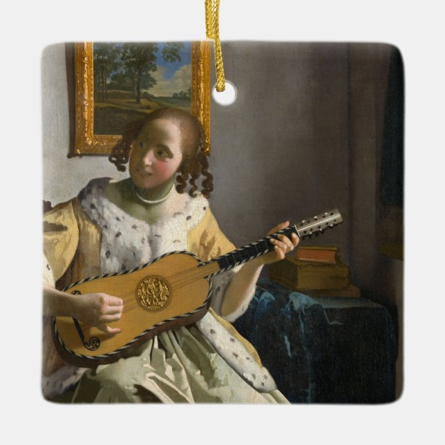 Johannes Vermeer - Guitar Player Julgransprydnad Keramik (Framsida)
