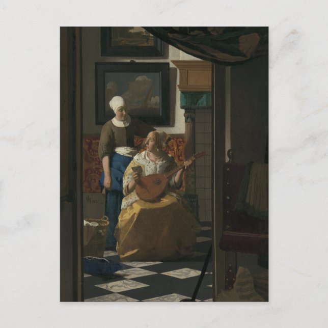 Johannes Vermeer, Kärlek Brev 17:e C. Fine Art Vykort (Framsida)