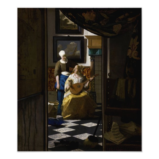 Johannes Vermeer - Kärlek Brev Fototryck (Framsidan)