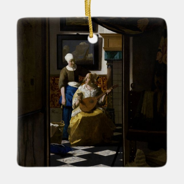 Johannes Vermeer - Kärlek Brev Julgransprydnad Keramik (Framsida)