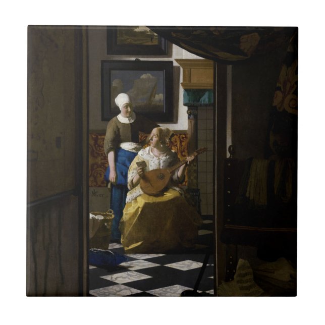 Johannes Vermeer - Kärlek Brev Kakelplatta (Framsidan)