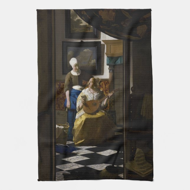 Johannes Vermeer - Kärlek Brev Kökshandduk (Vertikal)