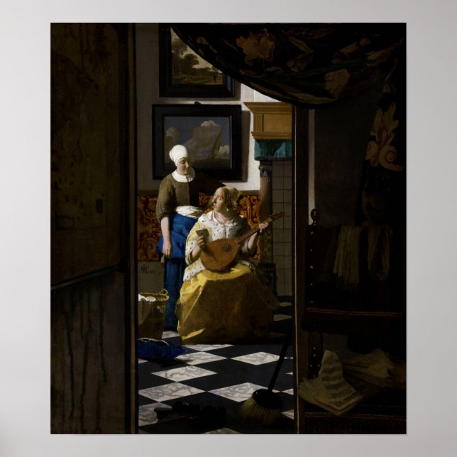 Johannes Vermeer - Kärlek Brev Poster (Framsidan)