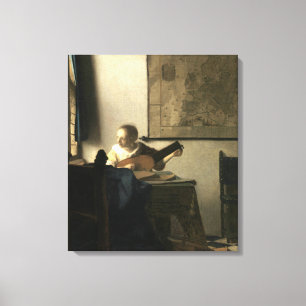 Johannes Vermeer kvinna med en Lute Canvastryck