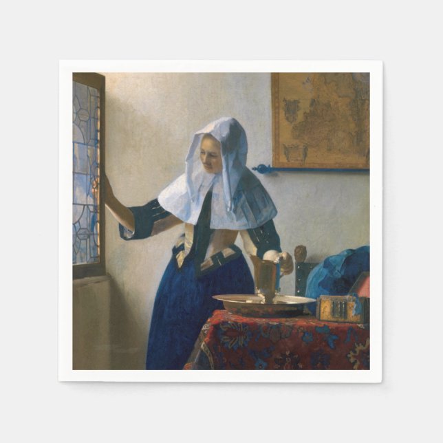 Johannes Vermeer - Kvinna med vattenkanna Pappersservett (Framsidan)