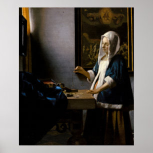 Johannes Vermeer - Kvinna som håller en våg Poster