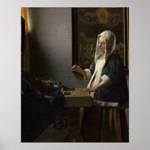 Johannes Vermeer, kvinnainnehav en balansera Poster